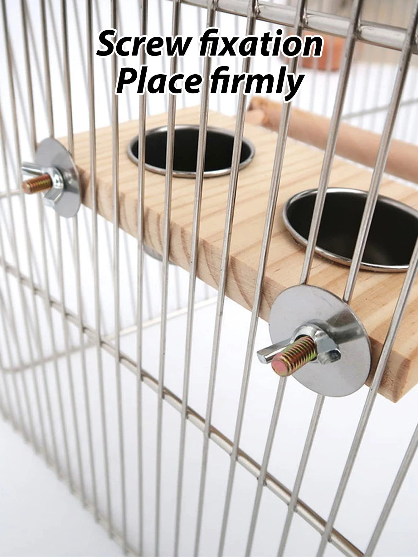 1 Pc Stainless Steel Bird Bowl Feeding Dish Cups Wooden Perch Stand Parrot Cage Feeder for Pet Birds Cockatiels Lovebird Conures