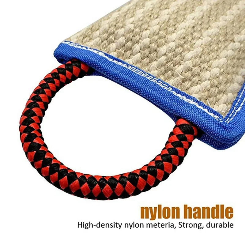 Handles Tough Jute Dog Bite Pillow Linen Tug Toy Aggressive Biting Pad Interactive Pull Chew Bag For Medium Large Pets