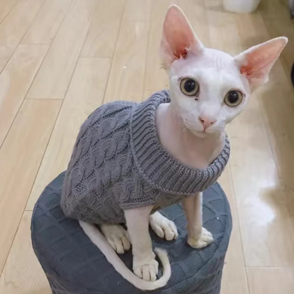 Warm Knitted Sphynx Cat Sweater Winter Pet Clothes for Cats Mascotas Clothing Katten Kedi Kitten Puppy Pullovers Ropa Para Gatos