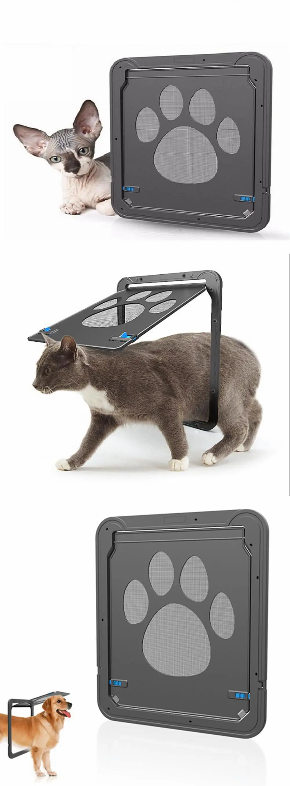 Pet Door New Safe Lockable Magnetic Screen Outdoor Dogs Cats Window Gate House Enter Freely Fashion Pretty Garden Easy Install