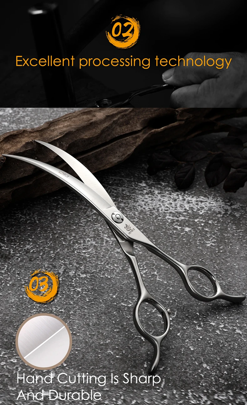 Fenice Big Super Curved Scissors 45° 6/6.5/7/7.5inch Pet Dog Grooming Scissors Pets Hair Curved Shears ножницы Tijeras Tesoura
