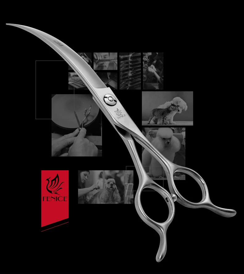 Fenice Big Super Curved Scissors 45° 6/6.5/7/7.5inch Pet Dog Grooming Scissors Pets Hair Curved Shears ножницы Tijeras Tesoura