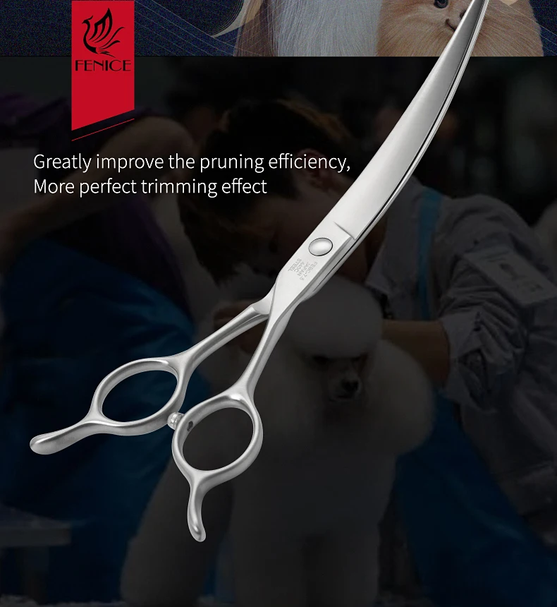 Fenice Big Super Curved Scissors 45° 6/6.5/7/7.5inch Pet Dog Grooming Scissors Pets Hair Curved Shears ножницы Tijeras Tesoura