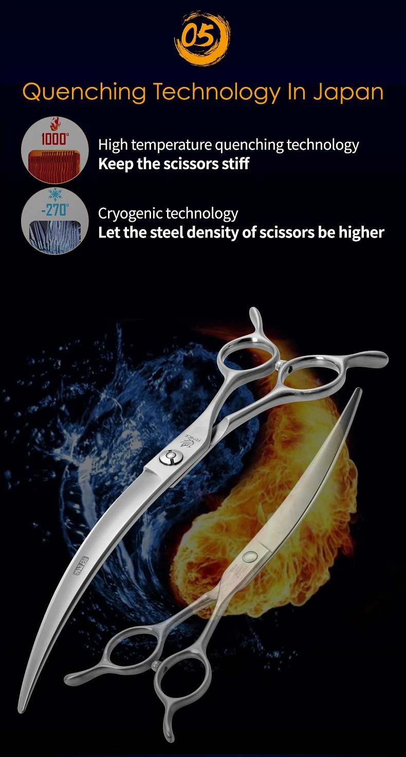 Fenice Big Super Curved Scissors 45° 6/6.5/7/7.5inch Pet Dog Grooming Scissors Pets Hair Curved Shears ножницы Tijeras Tesoura