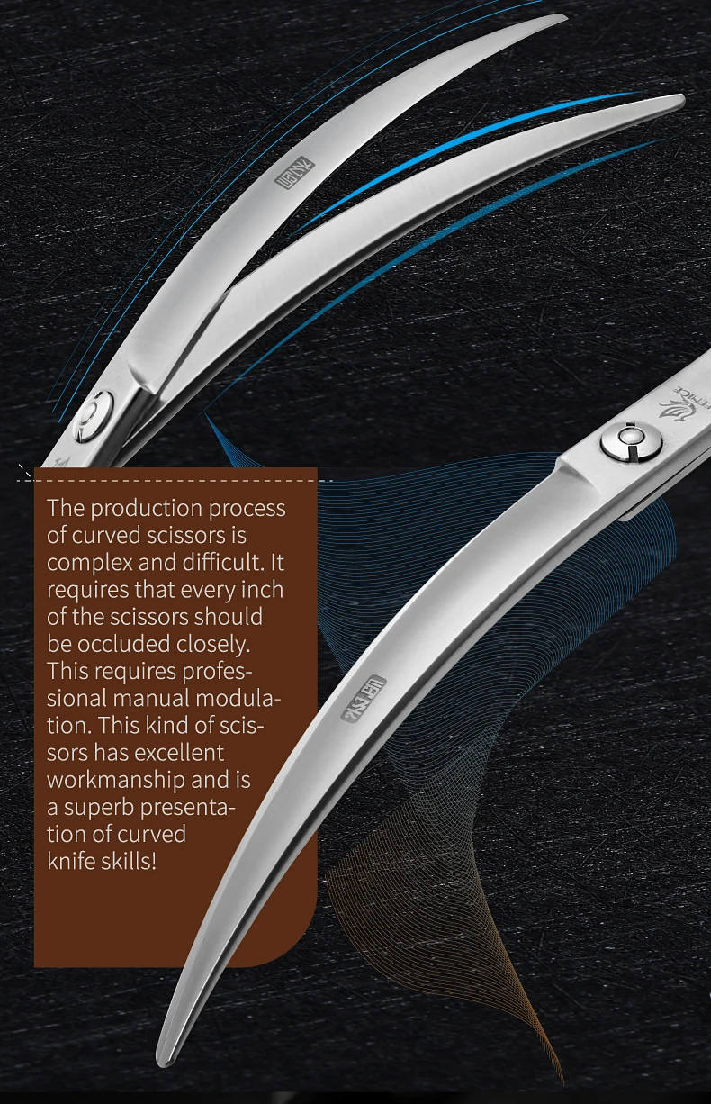 Fenice Big Super Curved Scissors 45° 6/6.5/7/7.5inch Pet Dog Grooming Scissors Pets Hair Curved Shears ножницы Tijeras Tesoura