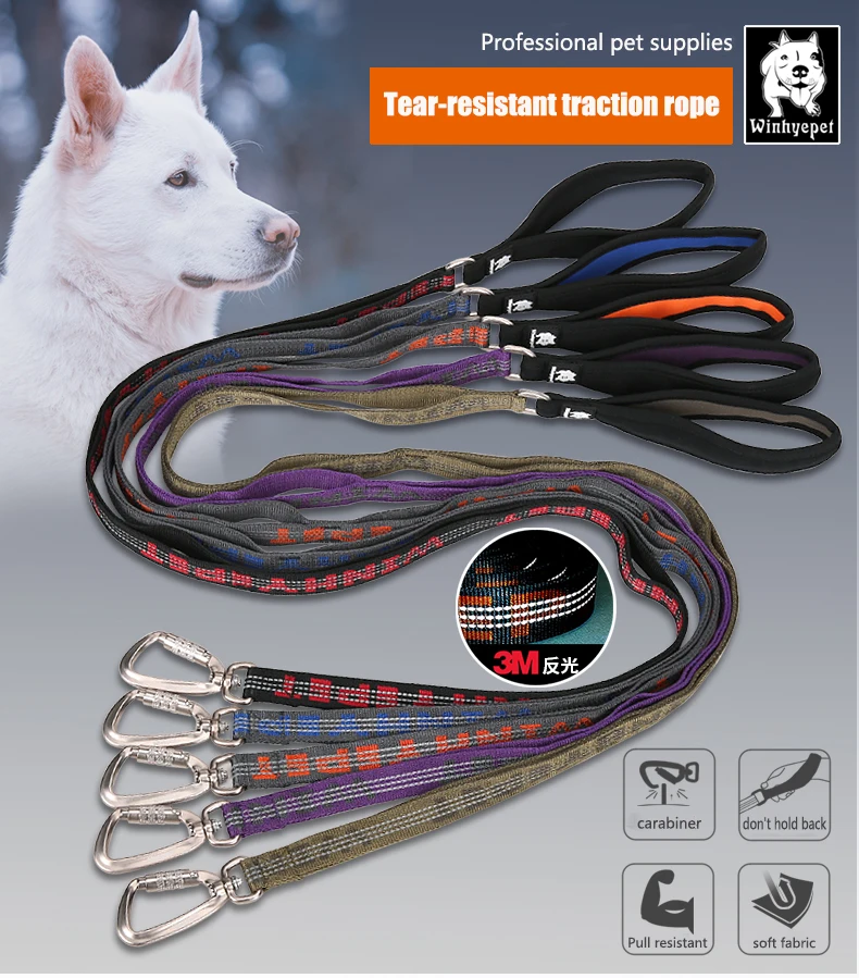 TRUELOVE Pet Leash Carabiner Traction Rope 3M Reflective Pull-resistant Nylon Webbing Big and Ferocious Dog Dedicated out YL1832