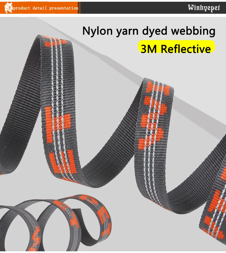 TRUELOVE Pet Leash Carabiner Traction Rope 3M Reflective Pull-resistant Nylon Webbing Big and Ferocious Dog Dedicated out YL1832