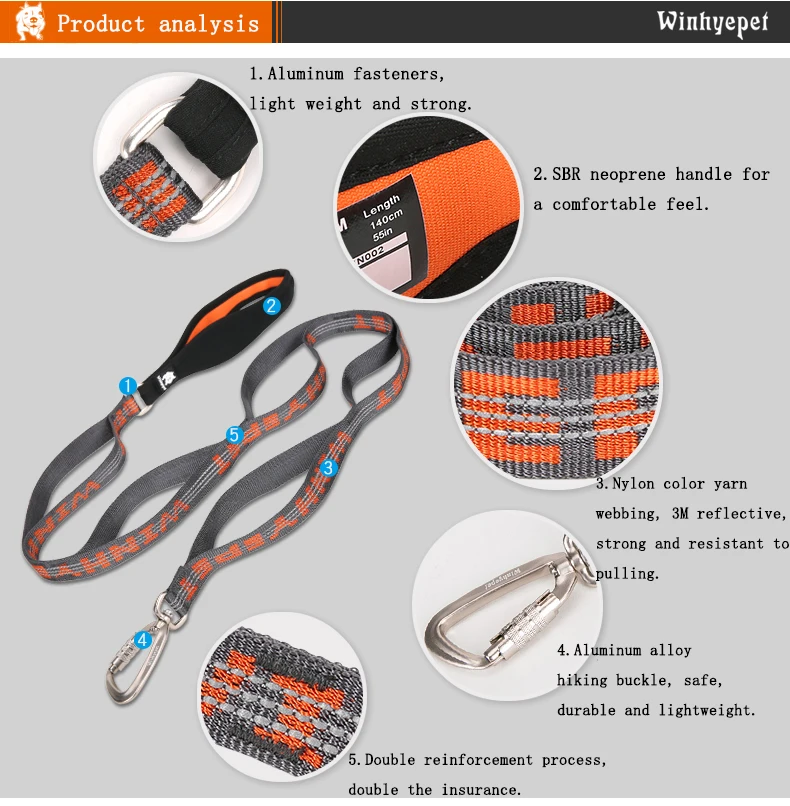 TRUELOVE Pet Leash Carabiner Traction Rope 3M Reflective Pull-resistant Nylon Webbing Big and Ferocious Dog Dedicated out YL1832