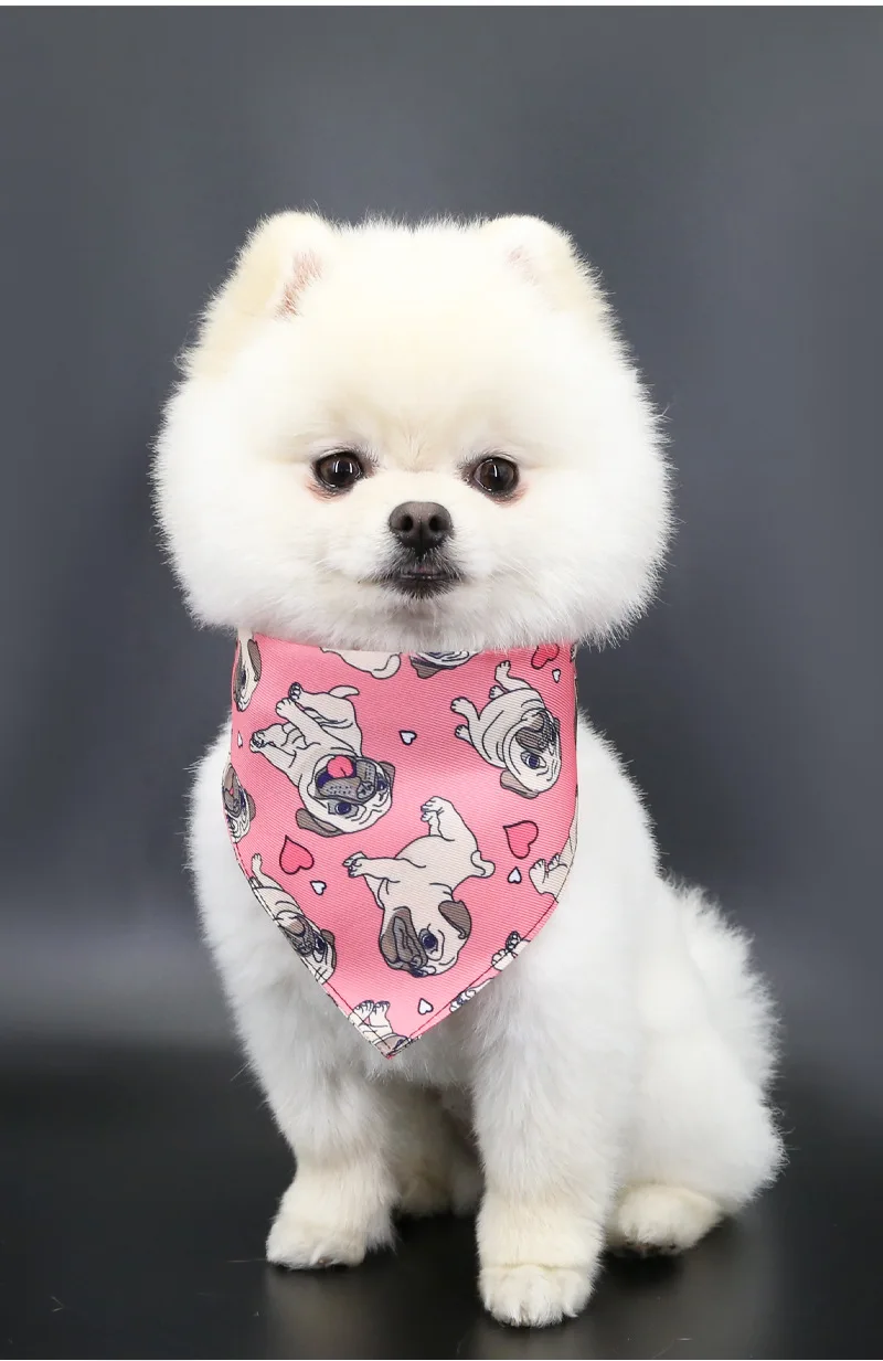 Pet Saliva Towel Adjustment Cute Cartoon Bear Weaved Dog Cat Collar Bib Grooming Arc Design Dog Scarf for Girl Small Dogs Cats
