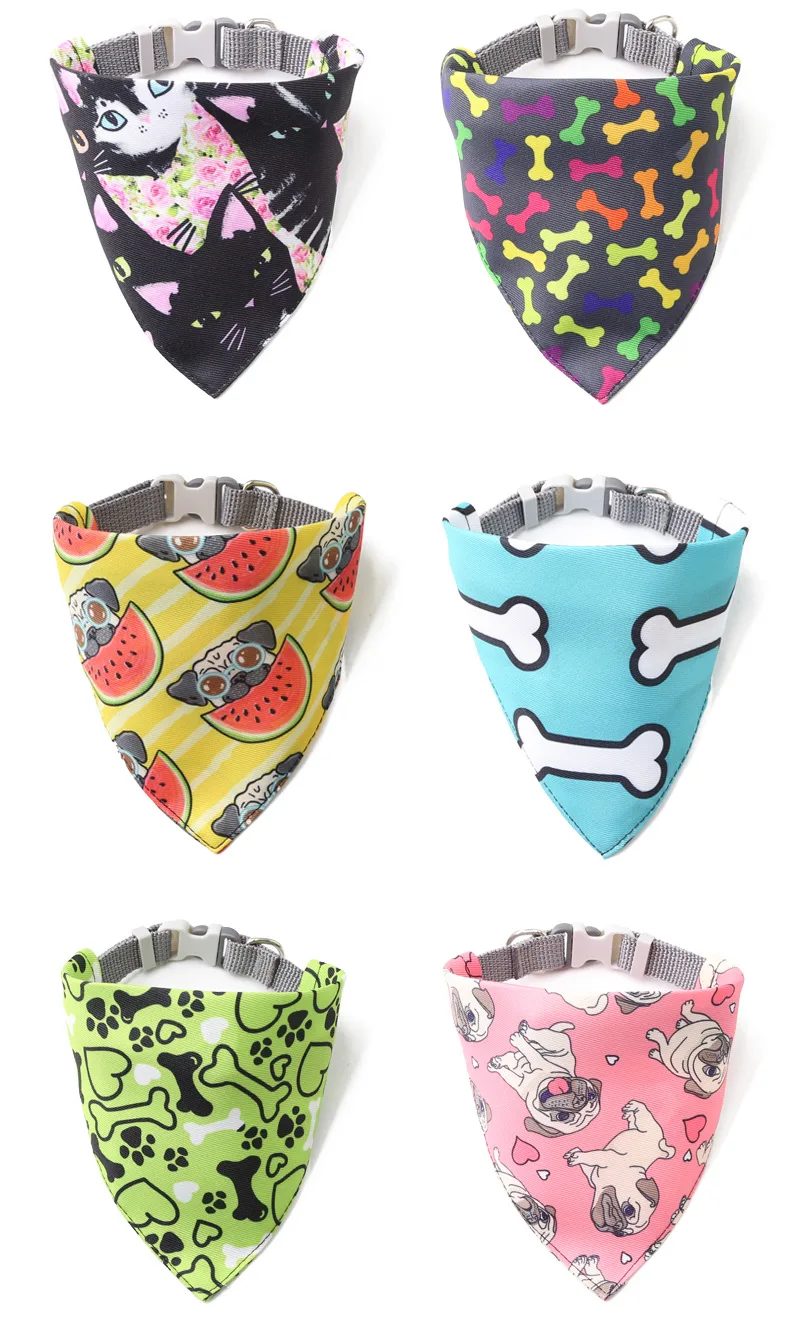Pet Saliva Towel Adjustment Cute Cartoon Bear Weaved Dog Cat Collar Bib Grooming Arc Design Dog Scarf for Girl Small Dogs Cats