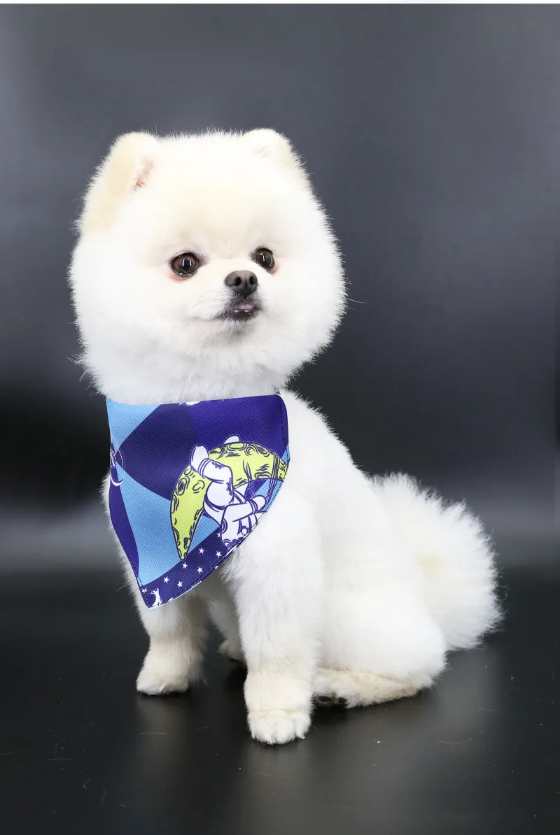 Pet Saliva Towel Adjustment Cute Cartoon Bear Weaved Dog Cat Collar Bib Grooming Arc Design Dog Scarf for Girl Small Dogs Cats