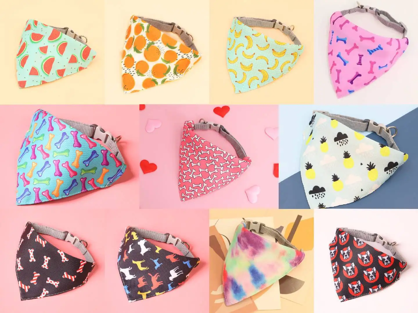 Pet Saliva Towel Adjustment Cute Cartoon Bear Weaved Dog Cat Collar Bib Grooming Arc Design Dog Scarf for Girl Small Dogs Cats
