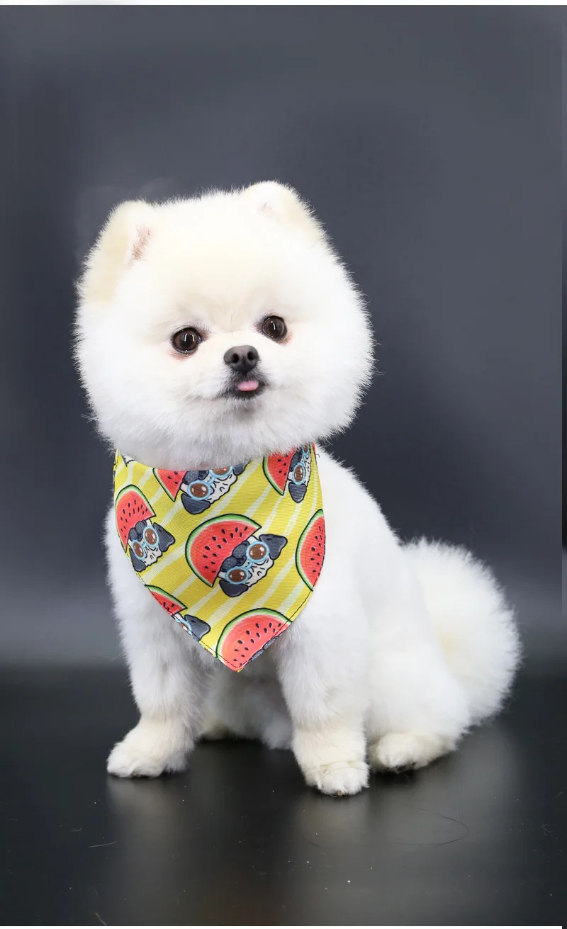 Pet Saliva Towel Adjustment Cute Cartoon Bear Weaved Dog Cat Collar Bib Grooming Arc Design Dog Scarf for Girl Small Dogs Cats
