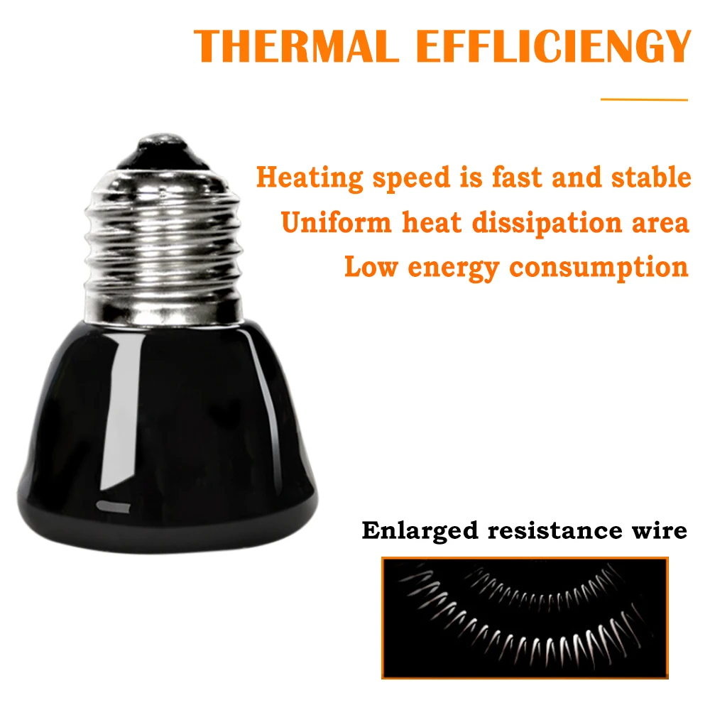 25/50/75/100W E27 Reptile Pet Heating Lamp Black Infrared Ceramic Emitter Heat Light Bulb Turtle Lizard Pet Brooder 220V