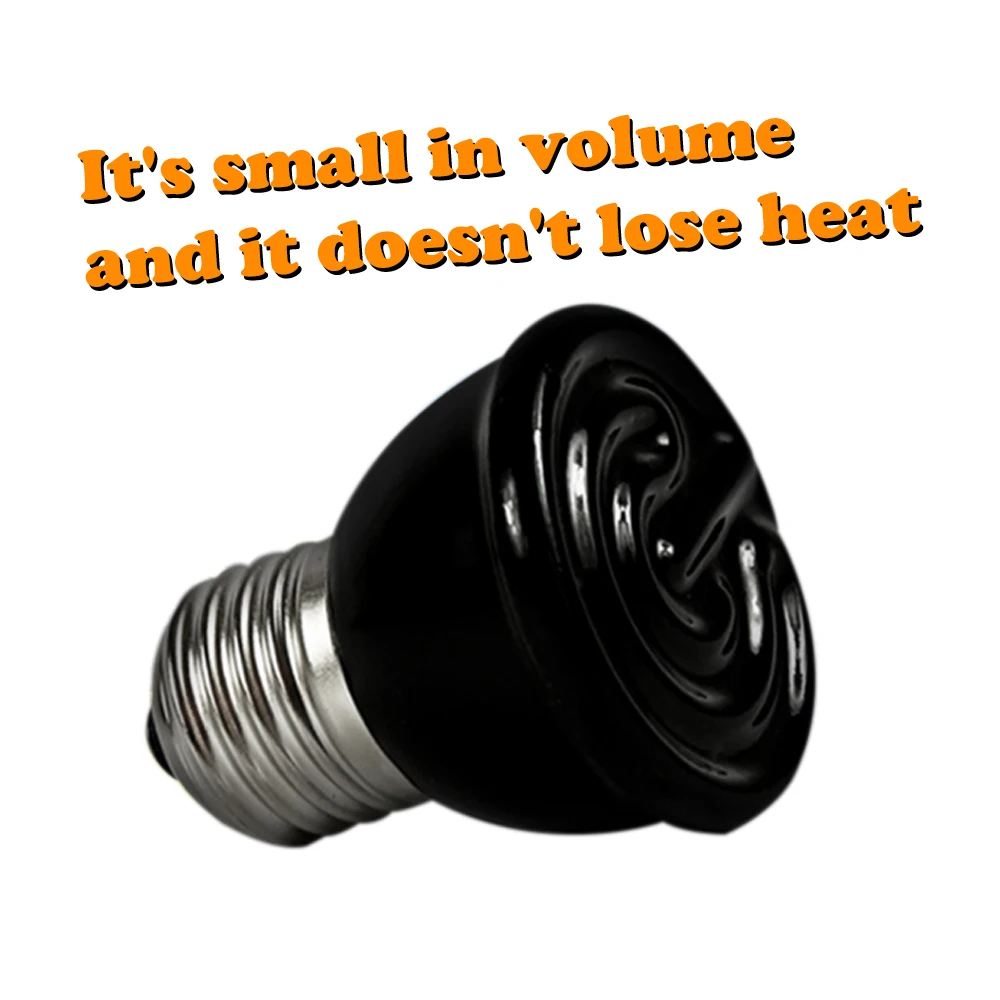 25/50/75/100W E27 Reptile Pet Heating Lamp Black Infrared Ceramic Emitter Heat Light Bulb Turtle Lizard Pet Brooder 220V