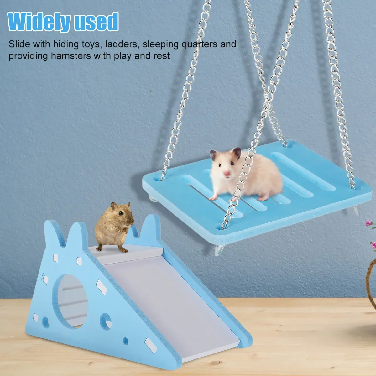 3Pcs Hamster Play Toy Guinea Pig Seesaw Hamster Ladder Hanging Chain Swing Easy Assembly DIY Hamster Cage Accessories