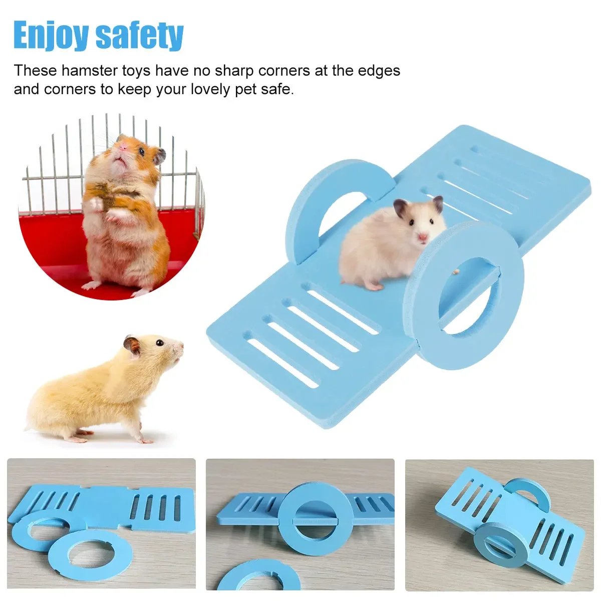 3Pcs Hamster Play Toy Guinea Pig Seesaw Hamster Ladder Hanging Chain Swing Easy Assembly DIY Hamster Cage Accessories