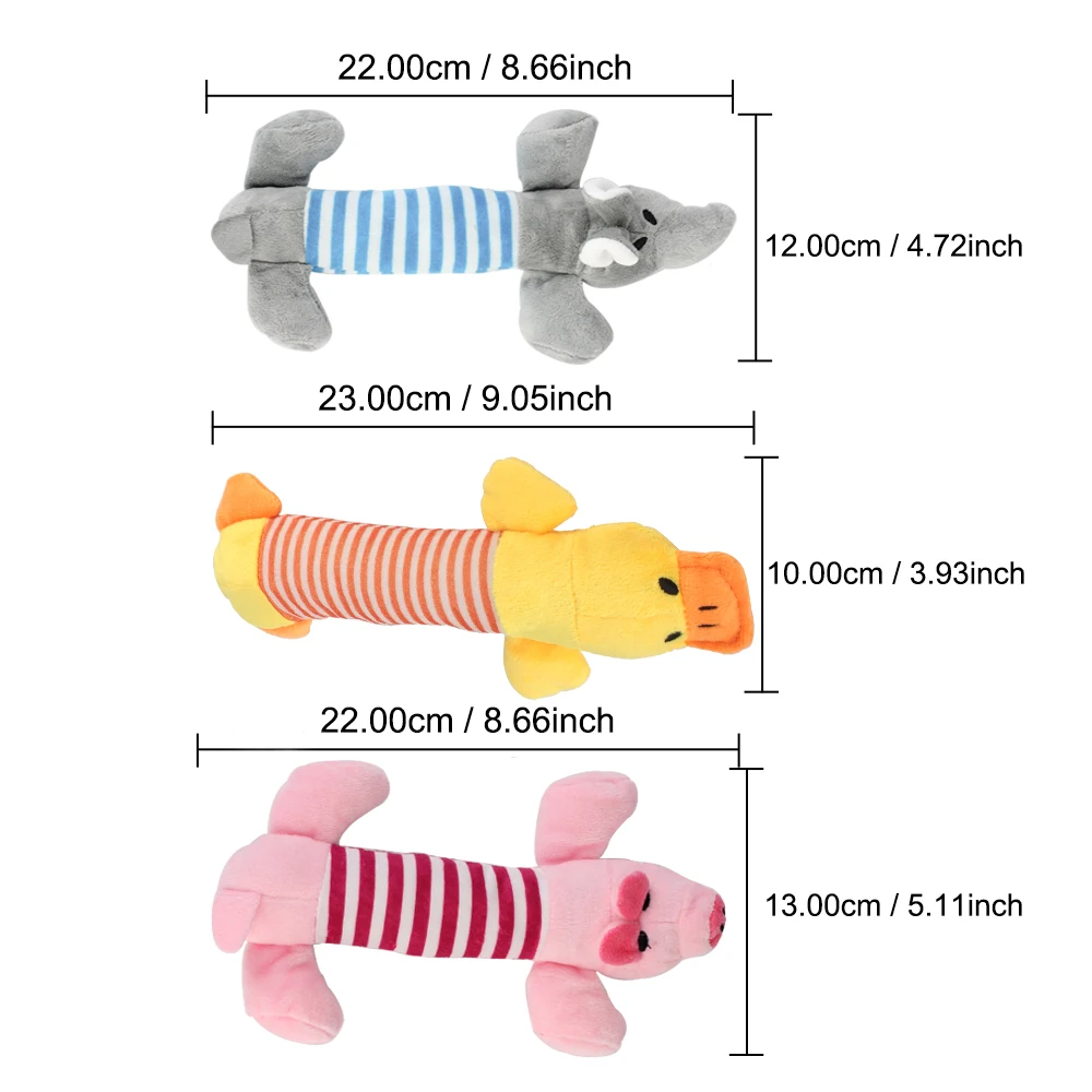 Fit for All Pets Dog Cat Fleece Toys Popular Squeak Chew Sound Dolls Elephant Duck Pig Pet Funny Plush Toys