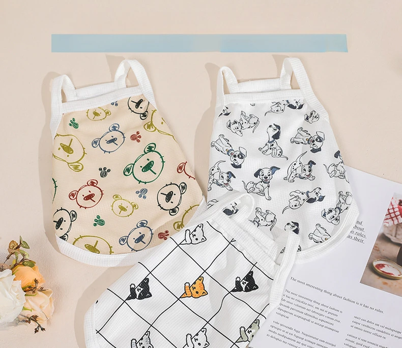 Dog Clothes Sling Slim Spring/Summer Japanese and Korean Pet Cats Breathable and Comfortable Tank Top Clothing Supplies