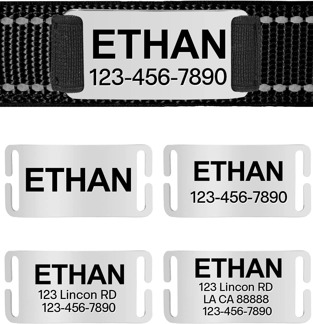 Personalized Reflective Custom Engraved Dog Collars Name ID Tag Luminous Puppy Gleamy Large Unisex Dog Collar
