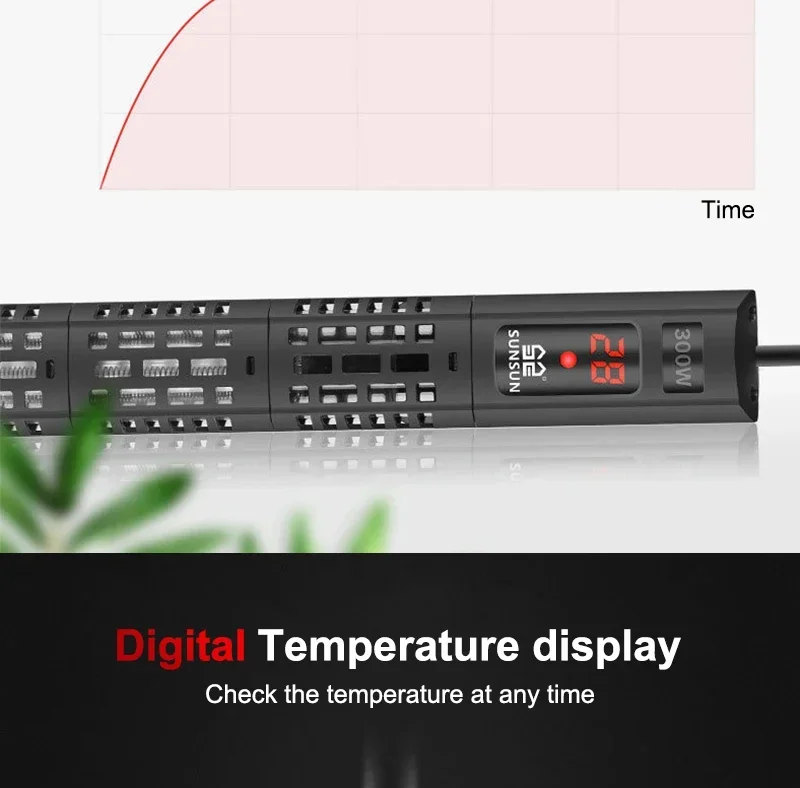 SUNSUN Aquarium Submersible Heater Fish Tank LCD Display Digital Adjustable Water Heating Rod
