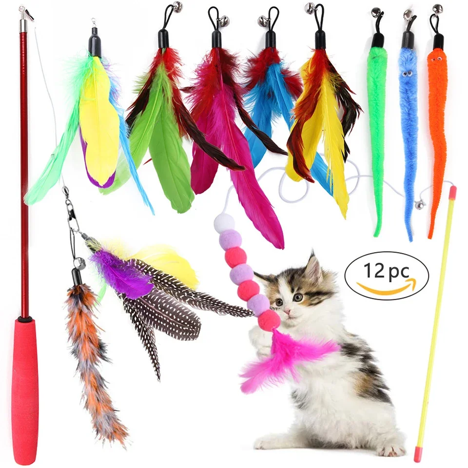 Kitten Toys Variety Cat Toy Combination Set Cat Toy Funny Cat Stick Sisal Mouse Bell Ball Cat Supplies 20 Pcs Set