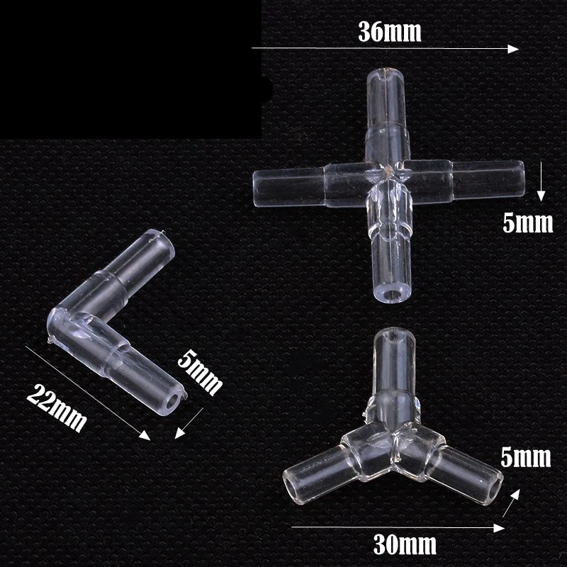 10PCS 4mm Aquarium Airline Tubing Connectors Plastic Inline Valve Hoses Joints Tee/Cross/Elbow/Y Shaped Air Pump Accessories
