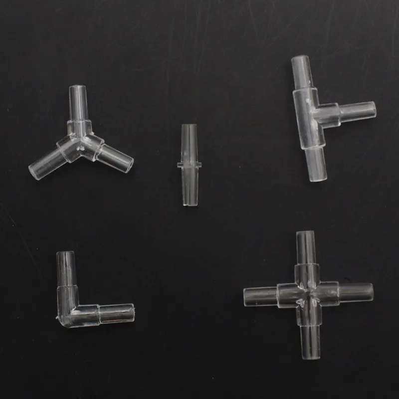 10PCS 4mm Aquarium Airline Tubing Connectors Plastic Inline Valve Hoses Joints Tee/Cross/Elbow/Y Shaped Air Pump Accessories