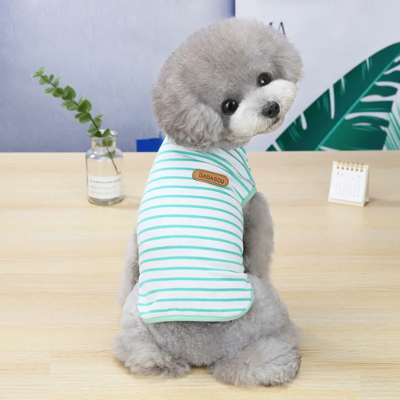 Striped Puppy Sleeveless Vest Spring Summer Pet Clothes for Small Dogs Pomeranian Chihuahua Pullovers Kitten T-shirts Outfits
