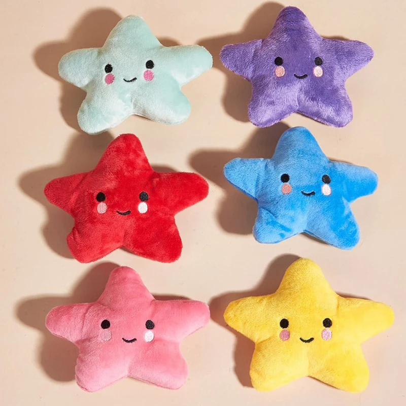 6PCS/pack Puppy Dog Plush Pentagram Squeaky Toys for Small Medium Dogs Bone Aggressive Chewers for Puppy Accessories