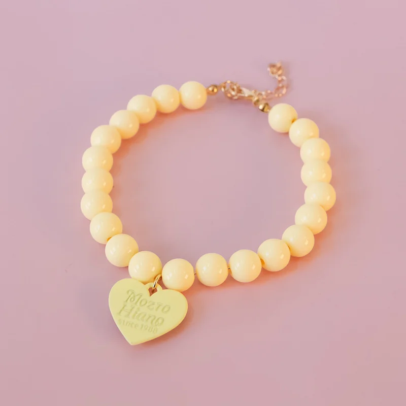 Pet Colorful Love Collar Dog Pearl Necklace Rainbow Multi Color Dog Necklace Puppy Accessories Dog Accessories for Small Dogs
