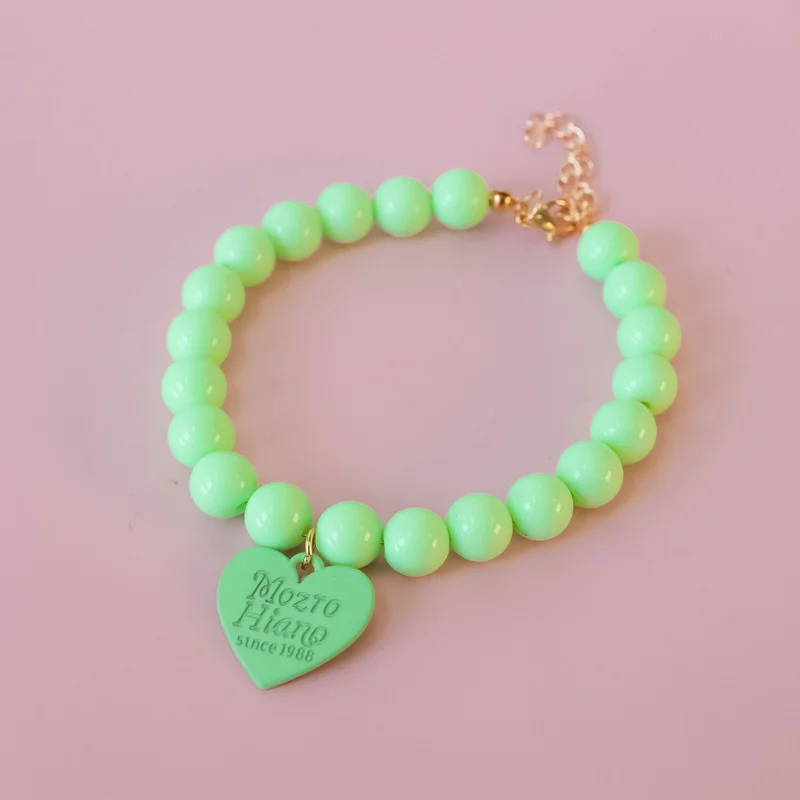 Pet Colorful Love Collar Dog Pearl Necklace Rainbow Multi Color Dog Necklace Puppy Accessories Dog Accessories for Small Dogs