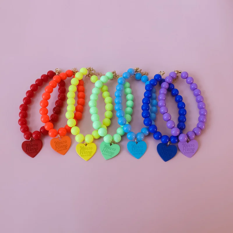 Pet Colorful Love Collar Dog Pearl Necklace Rainbow Multi Color Dog Necklace Puppy Accessories Dog Accessories for Small Dogs