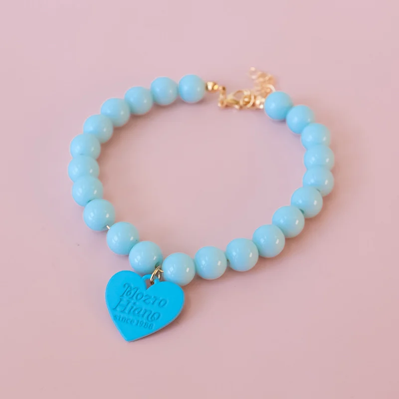 Pet Colorful Love Collar Dog Pearl Necklace Rainbow Multi Color Dog Necklace Puppy Accessories Dog Accessories for Small Dogs