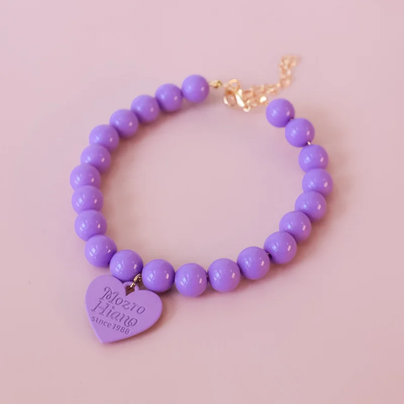 Pet Colorful Love Collar Dog Pearl Necklace Rainbow Multi Color Dog Necklace Puppy Accessories Dog Accessories for Small Dogs