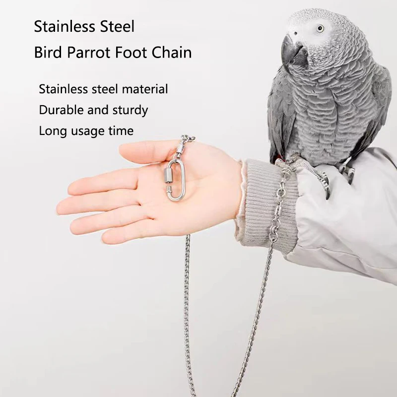 Stainless Steel Bird foot Chain Parrot Anti-flying Traction Rope Bird Feet Bracelet Alloy Foot Ring Pet Bird Training Leash