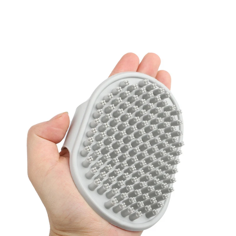 Cat Grooming Comb Dog Bath Brush Pet Grooming Shedding Soothing Massage Rubber Bristles Comb with Adjustable Ring Handle