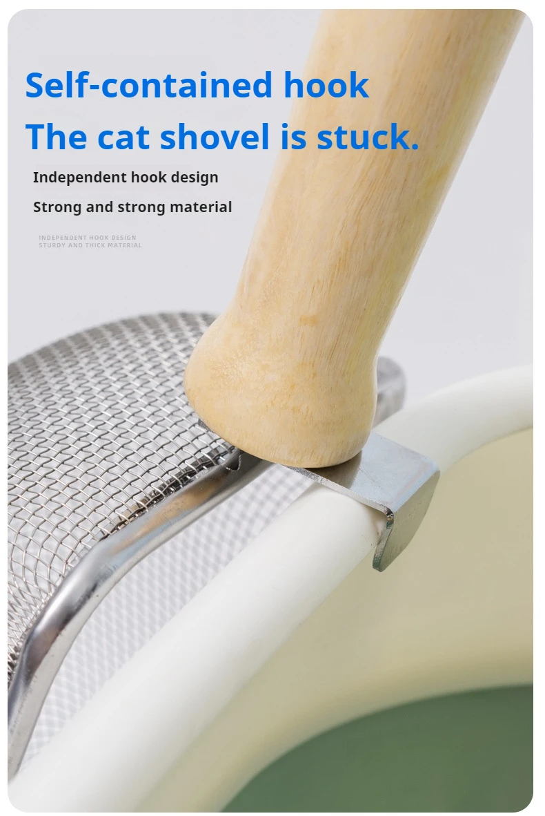Stainless Steel Cat Litter Scoop, Hollow Hole Design Easy Sift Cat Poop Shovel for Cleaning Kitty Litter Box