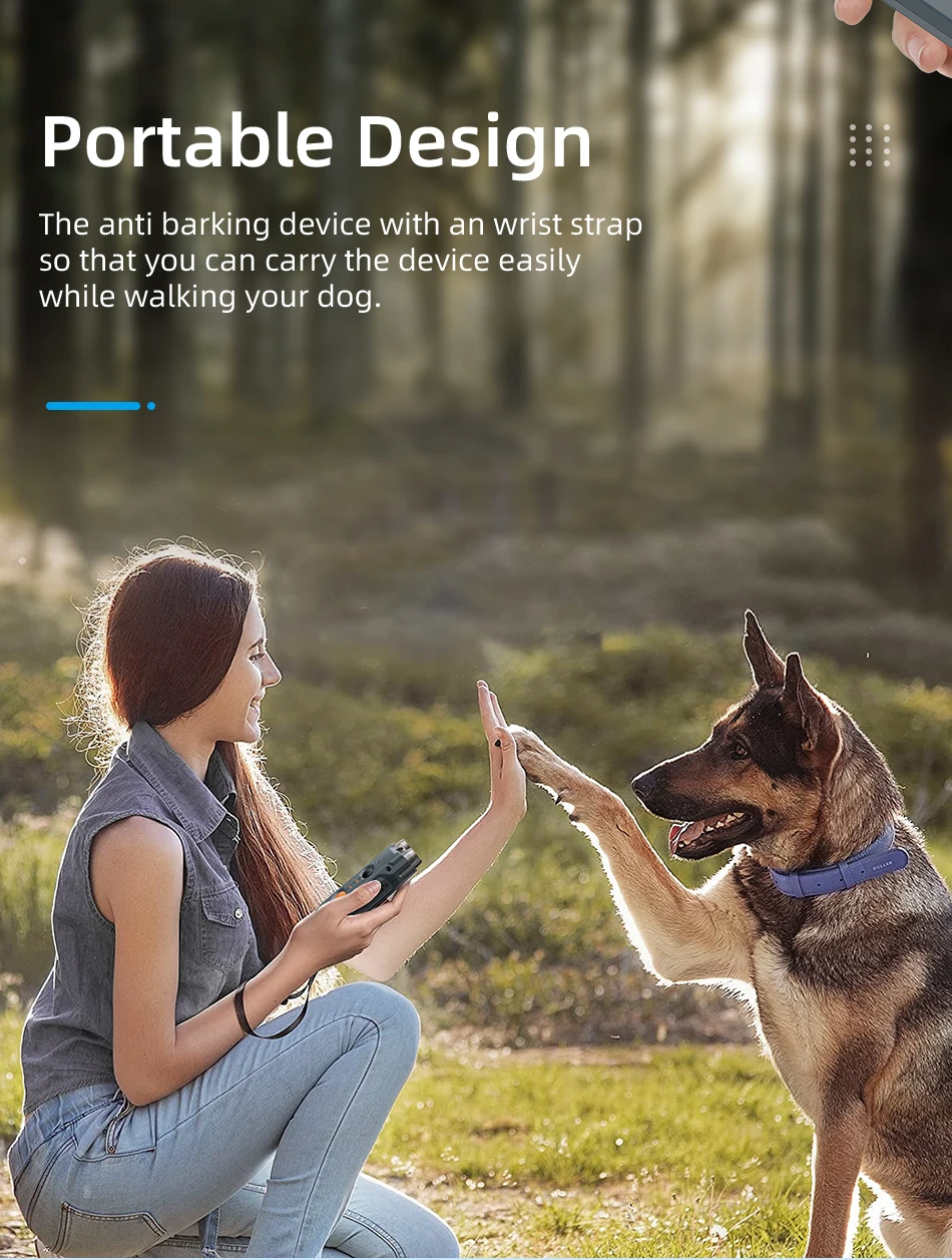 ROJECO Dog Repeller Ultrasonic Dog Alarm Anti Barking Deterrent Device Rechargeable High Power Dogs Repeller With LED Flashlight