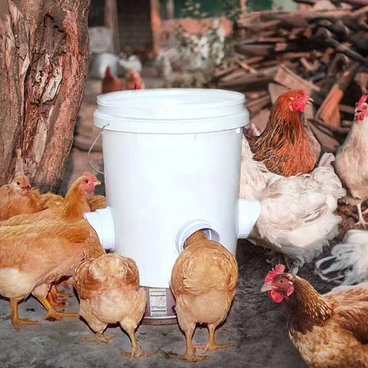 DIY Automatic Chicken Feeder Chicken Feeders No Waste Feed For Bucket Tank Barrels Bins Gravity Feed Kit Troughs
