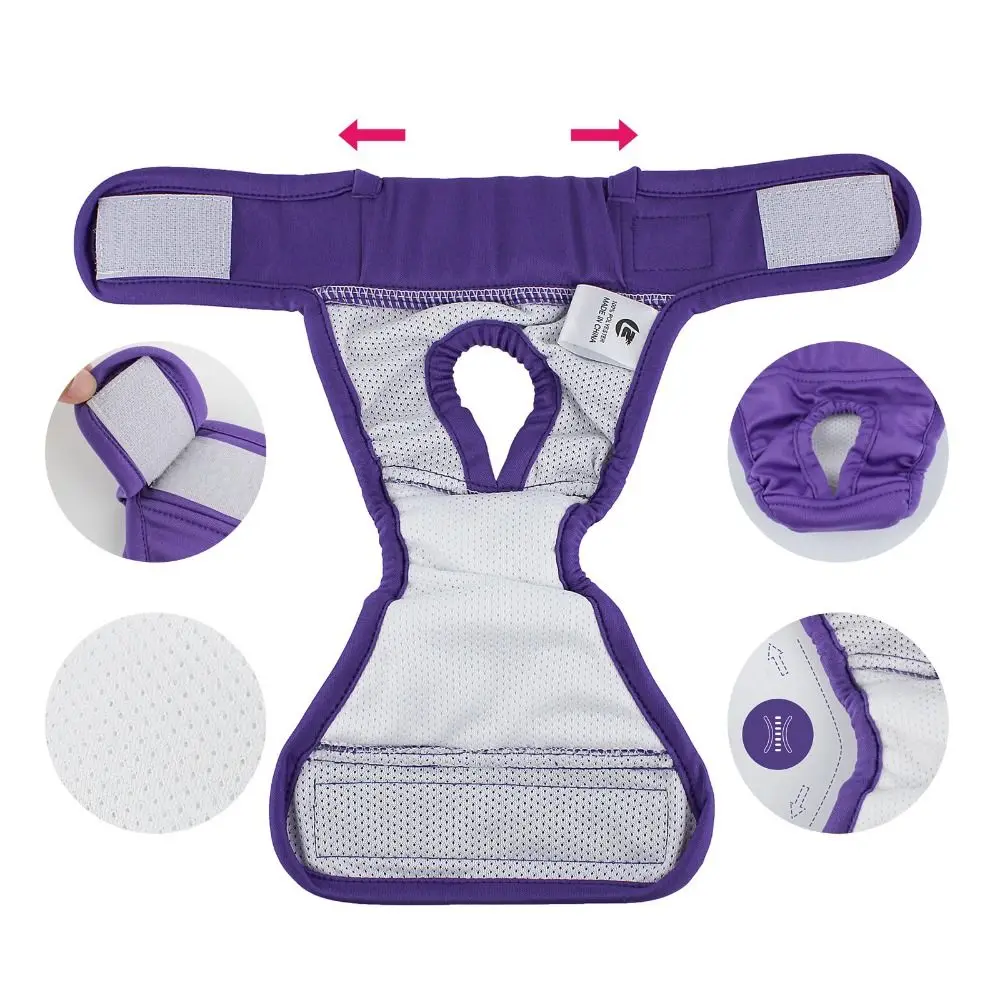 Pet Dog Physiological Sanitary Pant Fastener Tape Comfortable Leak-Proof Washable Reusable Dog Diaper Multi-size Dog Underwear