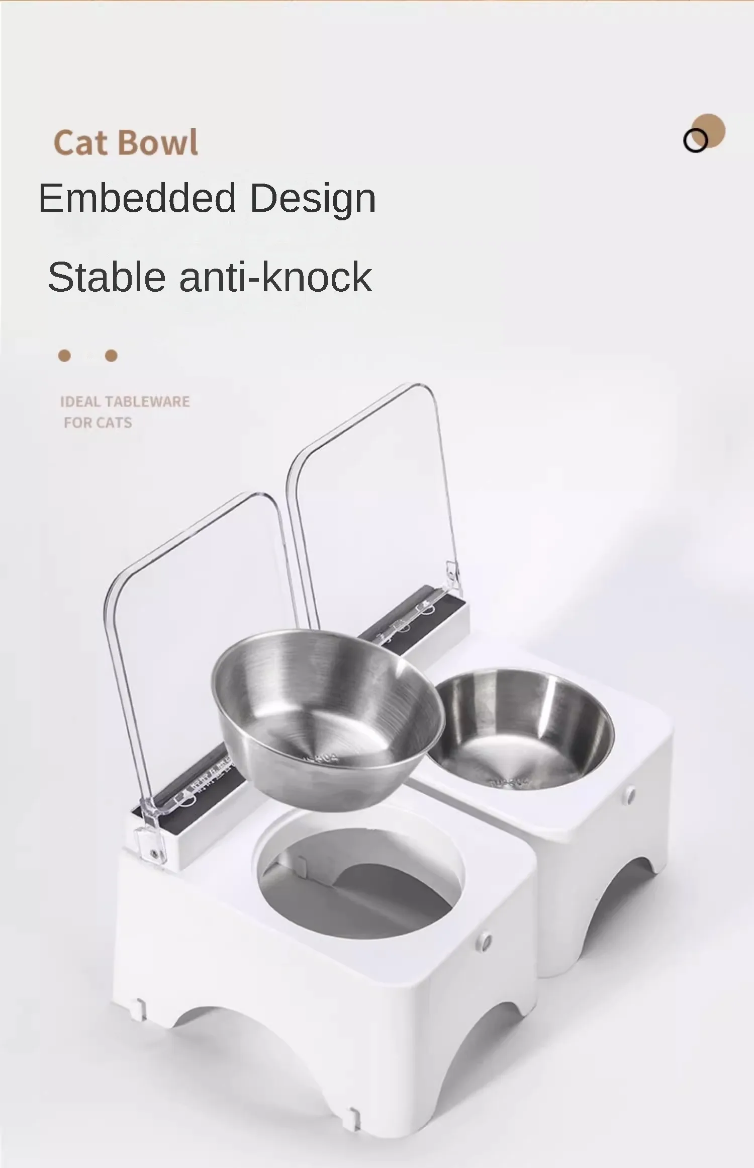 Smart Cat Bowl, Neck Protection, Ceramic Stainless Steel with Lid Cat Food Bowl, Infrared Sensor Auto Open Cover Smart Feeder