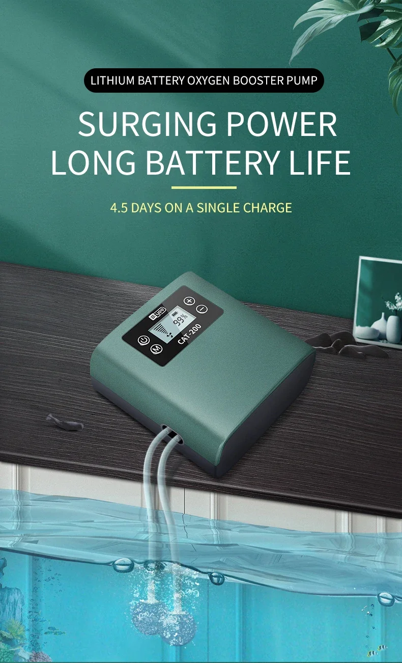 Ultra Silent Aquarium Aerator Lithium Battery Outdoor Fishing Oxygen Pump Rechargeable High-power Portable 3w-7.5w
