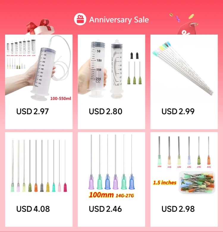 100-550ml Large Syringes With Tube for Liquid Plastic Syringes With Tip Cap for Glue Dispensing, Watering, Refilling, Feeding