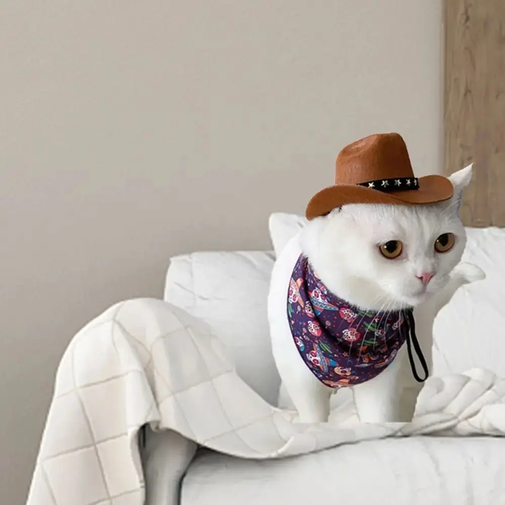 British Pet Cat Dog Hat Star Cowboy Hat Pet Supplies Adjustable Dog Costume Top Hat Headwear Dogs Caps Pet Sun Hats for Cats