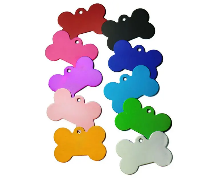 Wholesale 100Pcs Dog ID Tags Laser Engraving Bone Tags Name Plate Personalized Customized Name ID Tags Dogs Pendant Pet Tag