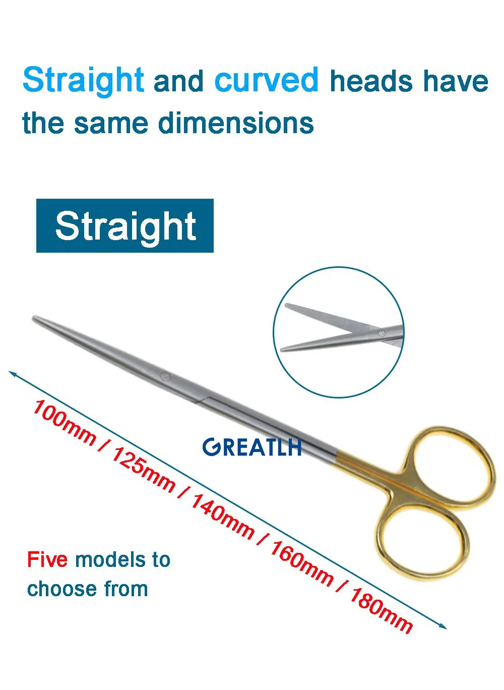1pcs Autoclavable Tissue Scissors Stainless Steel Golden Handle Blunt Scissors Straight Head Curved Head Surgical Scissors