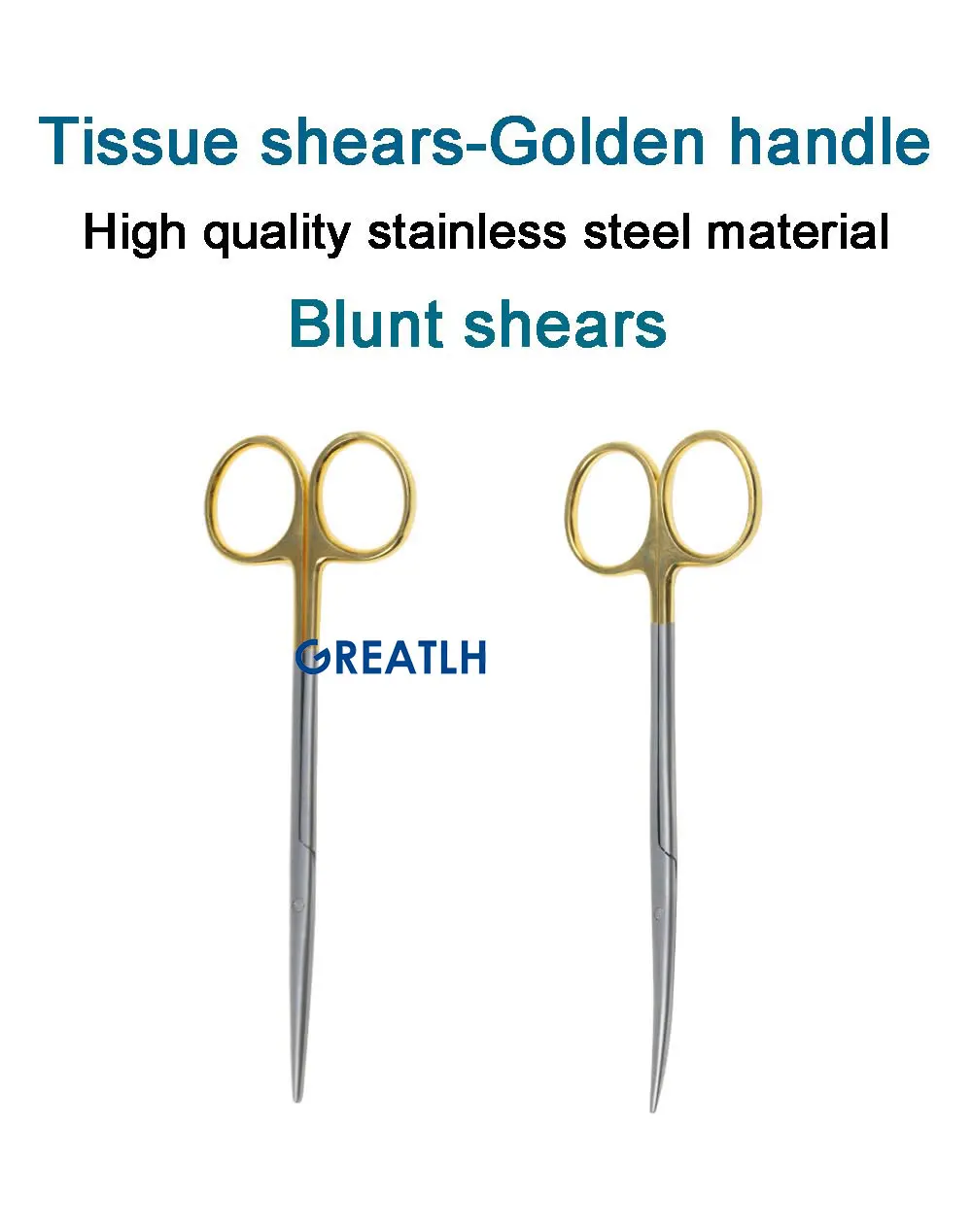 1pcs Autoclavable Tissue Scissors Stainless Steel Golden Handle Blunt Scissors Straight Head Curved Head Surgical Scissors