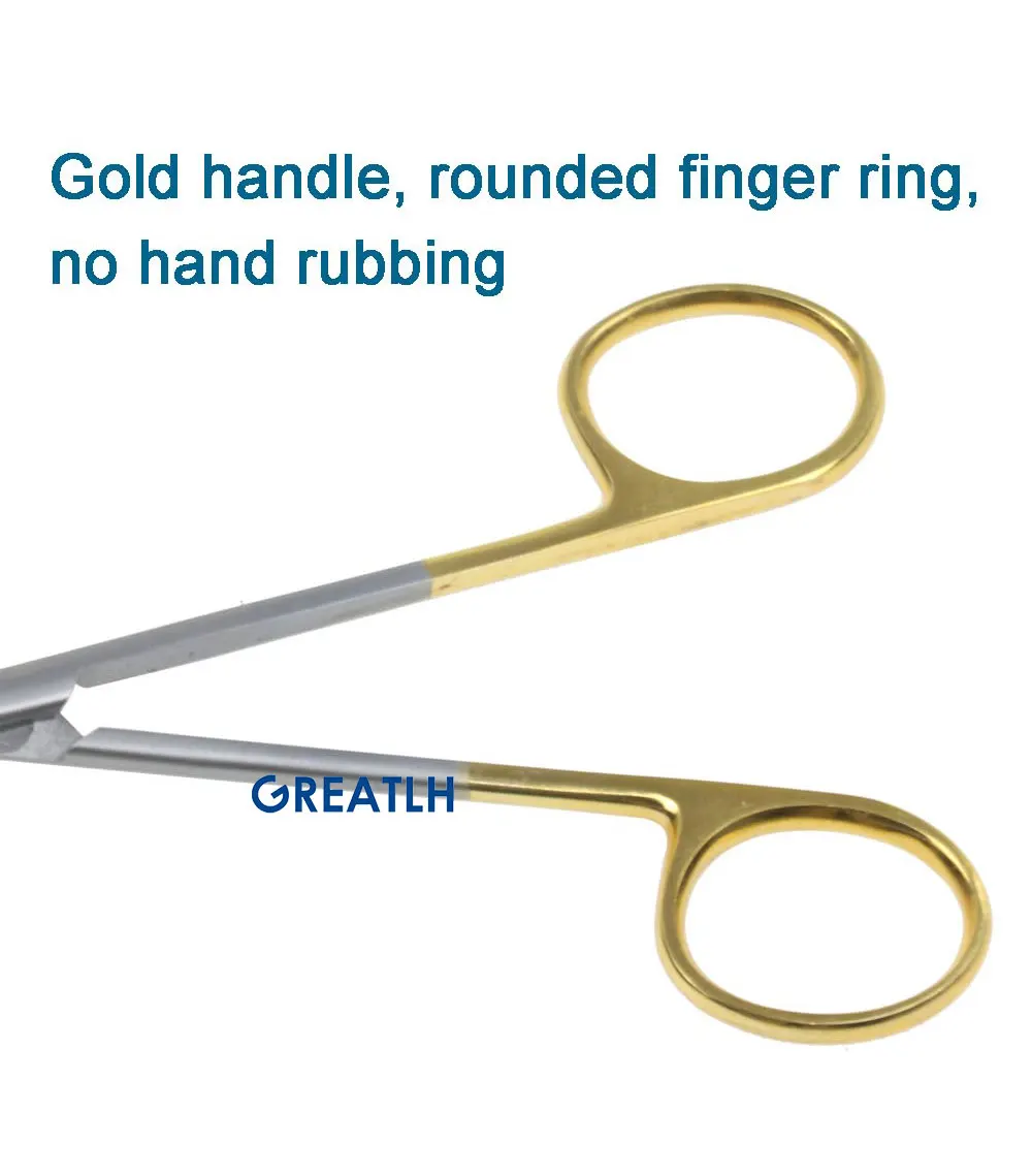 1pcs Autoclavable Tissue Scissors Stainless Steel Golden Handle Blunt Scissors Straight Head Curved Head Surgical Scissors