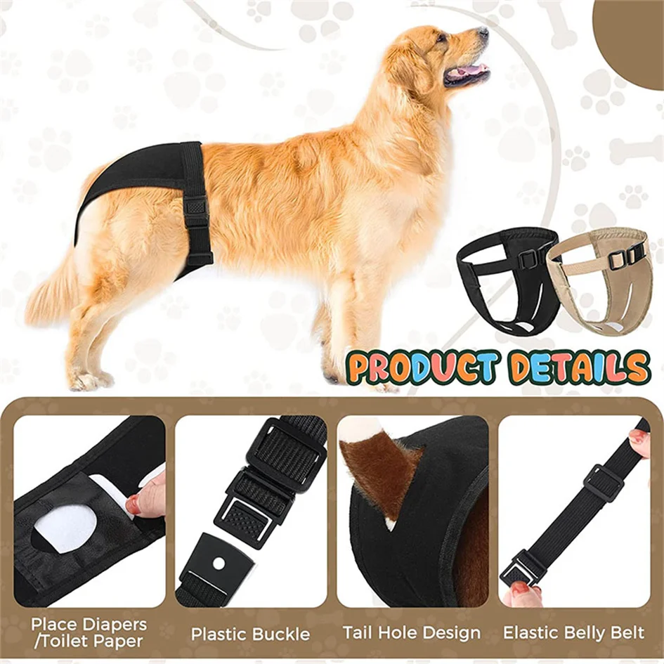 Female Dog Estrusing Nappies with 8 Sanitary Pad For in Bleeding Physiological Washable Nappies Anti Male Dogs Harass Pants